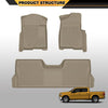 Floor Mat Fit Ford F150 SuperCrew Cab 2009 2010 2011 2012 2013 2014 All Weather Full Cover Protection TPE Car Floor Cargo Liner 1st & 2nd Row 3PCS Beige, alfombras para carro