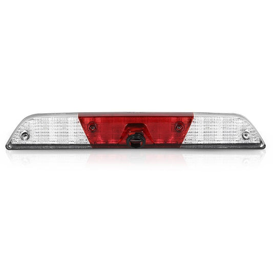 G-PLUS LED 3rd Third Brake Light w/Camera Tow Vision High Mount Fit Ford F250 F350 Super Duty 2017-2022 High Mount Stop Lamp, Red & Clear Lens Chrome Housing