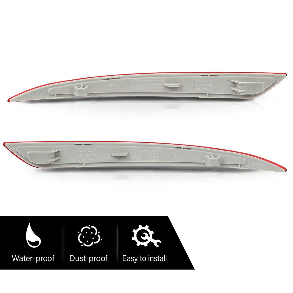G-PLUS Bumper Reflector Set Compatible with 2013-2016 Ford Fusion Rear Left & Right 2Pc DS7Z13A565A, FO1185103, DS7Z13A565B, FO1184103