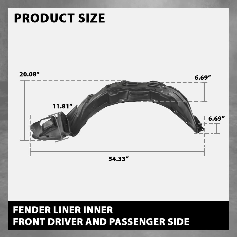 G-PLUS Inner Fender Liner Set Front Left and Right 2Pc Compatible with Toyota Corolla Sedan 2003-2008 TO1249119