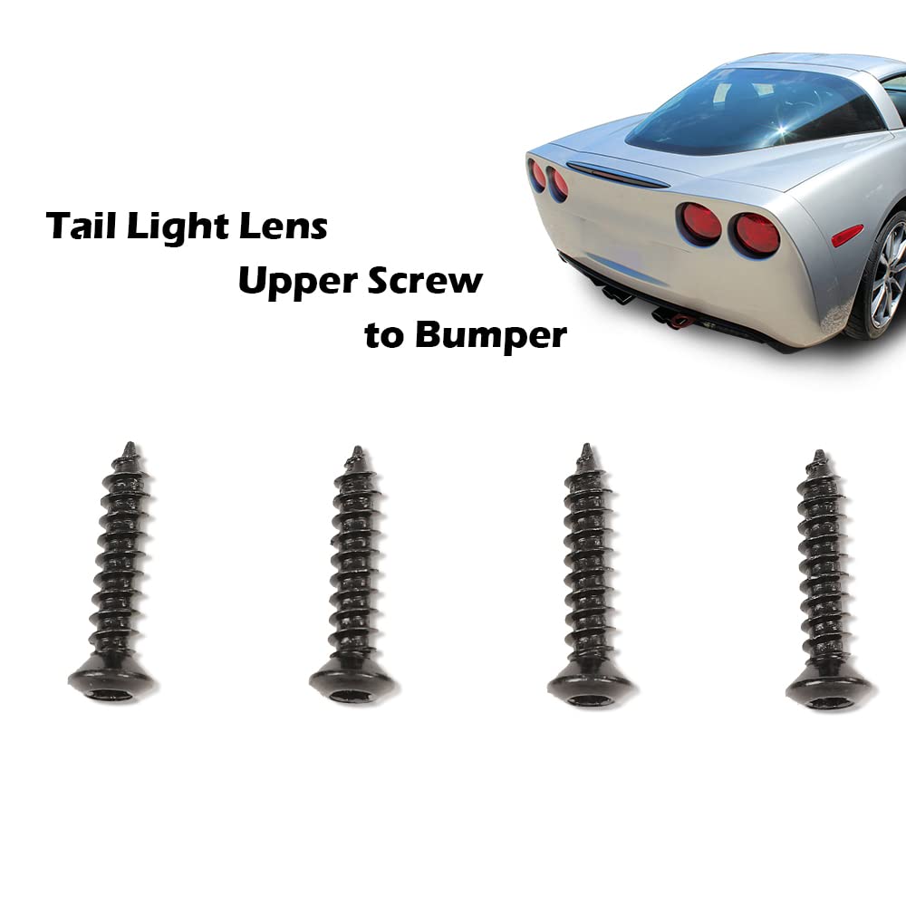 G-PLUS Bumper Tail Lamp Tail Light Lens Screw Compatible with 2005-2013 C6 Corvette 4pcs Stainless Steel Taillight Security Screws