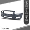 G-PLUS Front Bumper Cover Compatible with Jaguar XJ 2011-2015, Fit Jaguar XJR (Submodel: Base, L) 2014 2015, w/o Parking Aid Sensor Holes, C2D5370XXX, JA1000148, Black