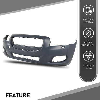 G-PLUS Front Bumper Cover Compatible with Jaguar XJ 2011-2015, Fit Jaguar XJR (Submodel: Base, L) 2014 2015, w/o Parking Aid Sensor Holes, C2D5370XXX, JA1000148, Black