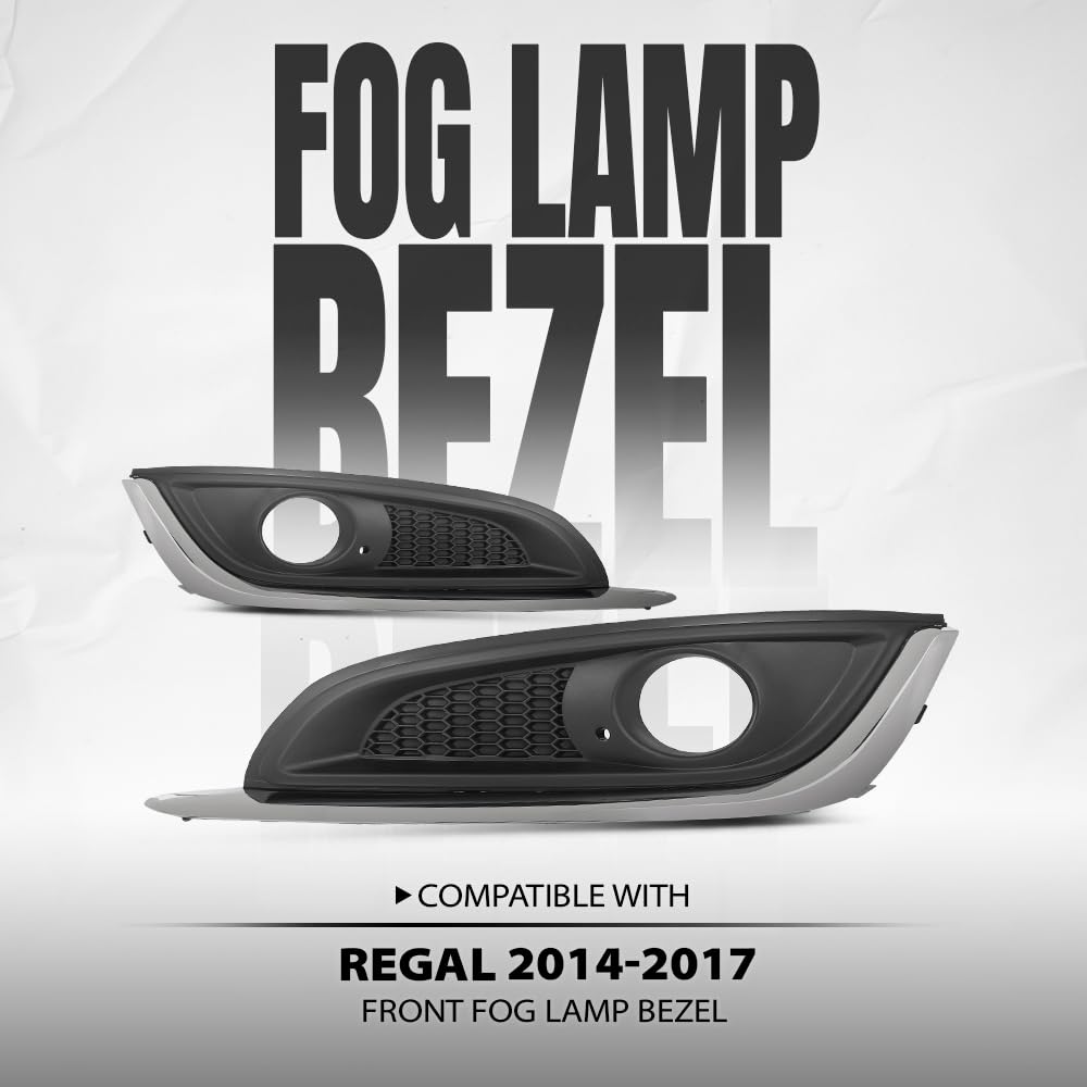G-PLUS Front Side Fog Lamp Bezel Insert Set of 2pcs Compatible with Buick Regal 2014 2015 2016 2017 23142357, 23142358, GM1038275, GM1039275 Chrome Black