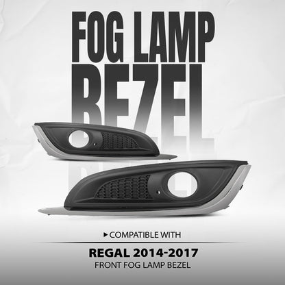 G-PLUS Front Side Fog Lamp Bezel Insert Set of 2pcs Compatible with Buick Regal 2014 2015 2016 2017 23142357, 23142358, GM1038275, GM1039275 Chrome Black