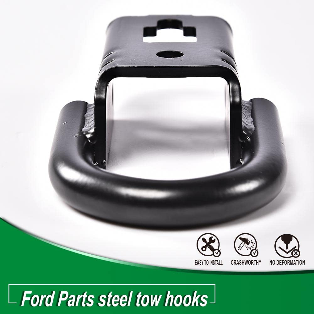 G-PLUS Tow Hook Parts Set Compatible with 2009-2021 F150 with Hardware Front Kit Pair (Black)
