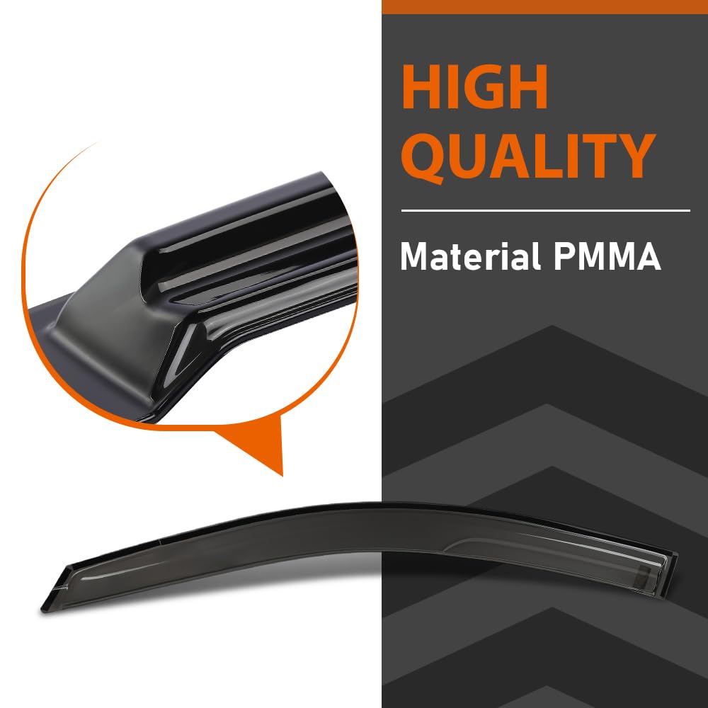 G-PLUS Window Visor Rain Guard Vent Compatible with Honda Accord 9th Gen 4 Door Sedan Model 2013-2017; Not Fit 2 Door Coupe Model or Wagon Model Impact-Resistant PMMA 4 PCS Smoky