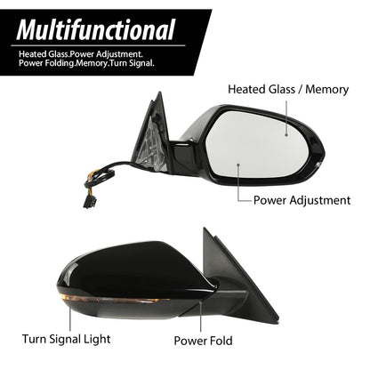 G-PLUS Side Mirror Memory Signal Power Folding Right Passenger Side 12pin Compatible with Audi A6 Premium 2012-2018/Fit Audi S6 2013-2018 128-64021R 4G1857410 4G185750 4G08575 Glossy Black