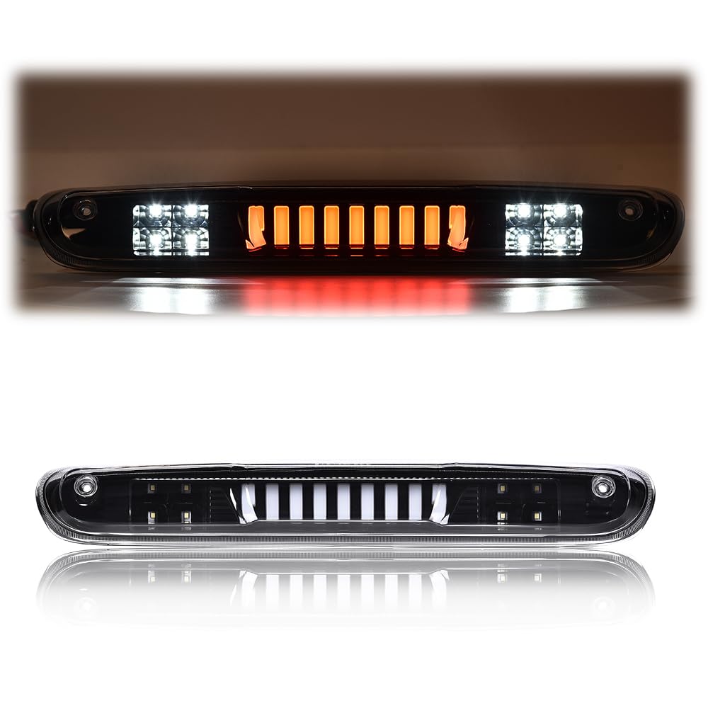 G-PLUS LED Third Brake Light Compatible With 07-14 Chevy Silverado/GMC Sierra,3RD LED Bar Brake/Cargo Light,Type I (Clear lens Black Housing Amber Reflector)