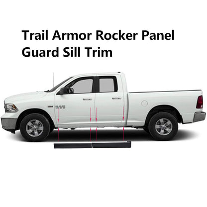 G-PLUS Trail Armor Rocker Panel Cover Guard Sill Trim Compatible With Chevy Silverado/Fit GMC Sierra Crew Cab 2001 2002 2003 2004 2005 2006 Matte Black Textured Finish L2214067 14067