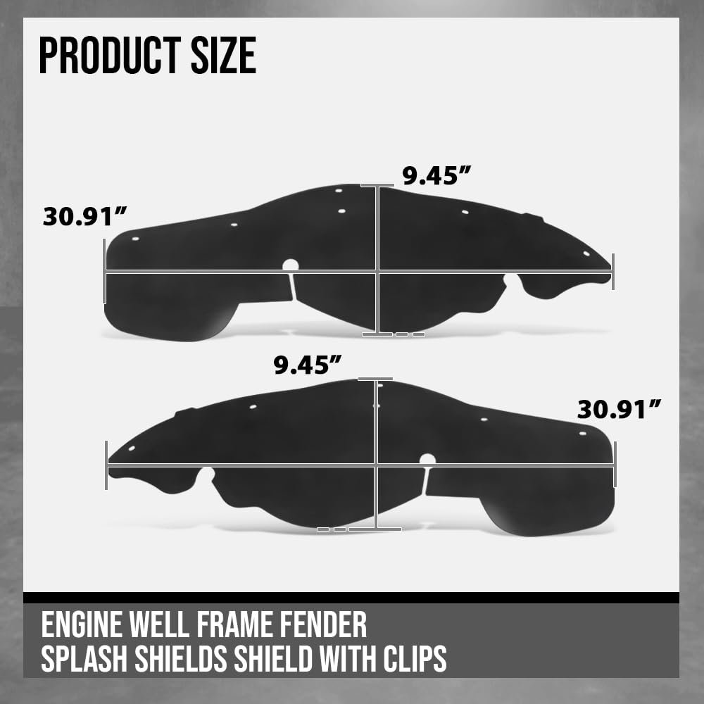 G-PLUS Engine Well Frame Fender Splash Shields Shield w/Clips Compatible with Ford Ranger 1998-2006 Black