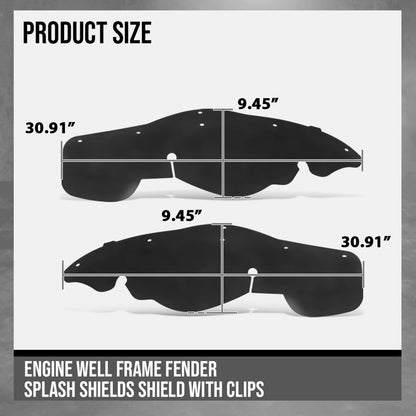 G-PLUS Engine Well Frame Fender Splash Shields Shield w/Clips Compatible with Ford Ranger 1998-2006 Black