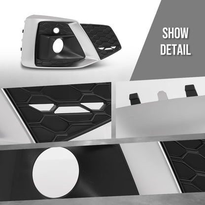 G-PLUS Front Bumper Fog Light Cover Left+Right Side Compatible with Audi A5 S5 2020 2021 2022 2023 8W6807681T3Q7 Chrome Black