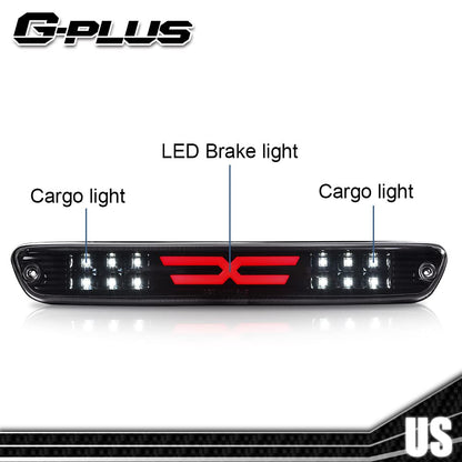 G-PLUS LED 3rd Third Center High Mount X Stop Light Lamp Compatible with 2004-2012 Chevy Colorado/GMC Canyon 2006-2008 Isuzu I-Series 3D LED Bar Tail Brake Light 15286505