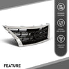 G-PLUS Front Bumper Upper Grille w/Insert Compatible with Nissan Sentra SR 2013-2015 Chrome Shell Grill Inserts 623103RM0A NI1200253