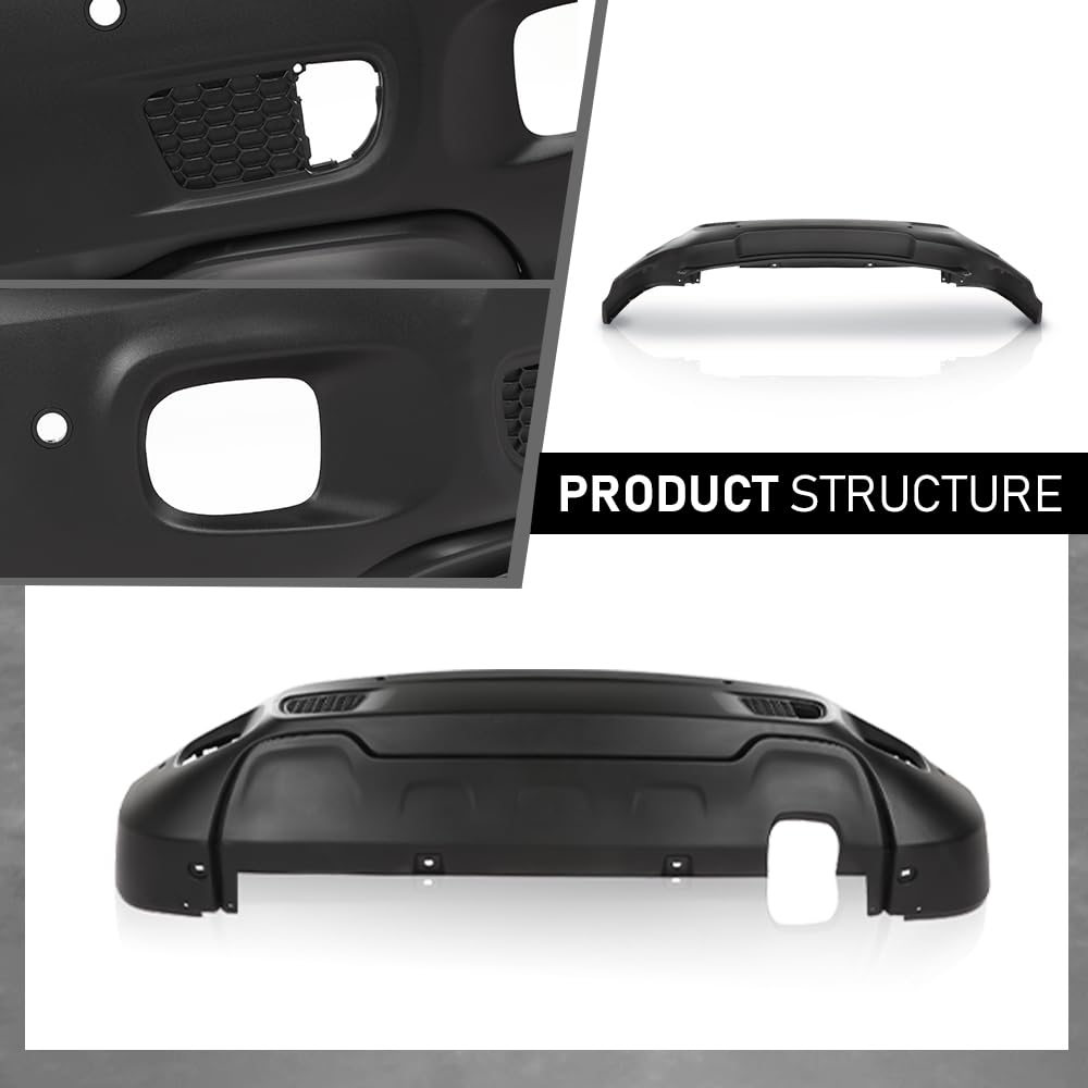 G-PLUS Rear Bumper Cover Compatible with Jeep Renegade 2015-2023, Fit Models w/Park Assist Sensor Holes Only, CH1100A16, 187-01718E, Primed Black