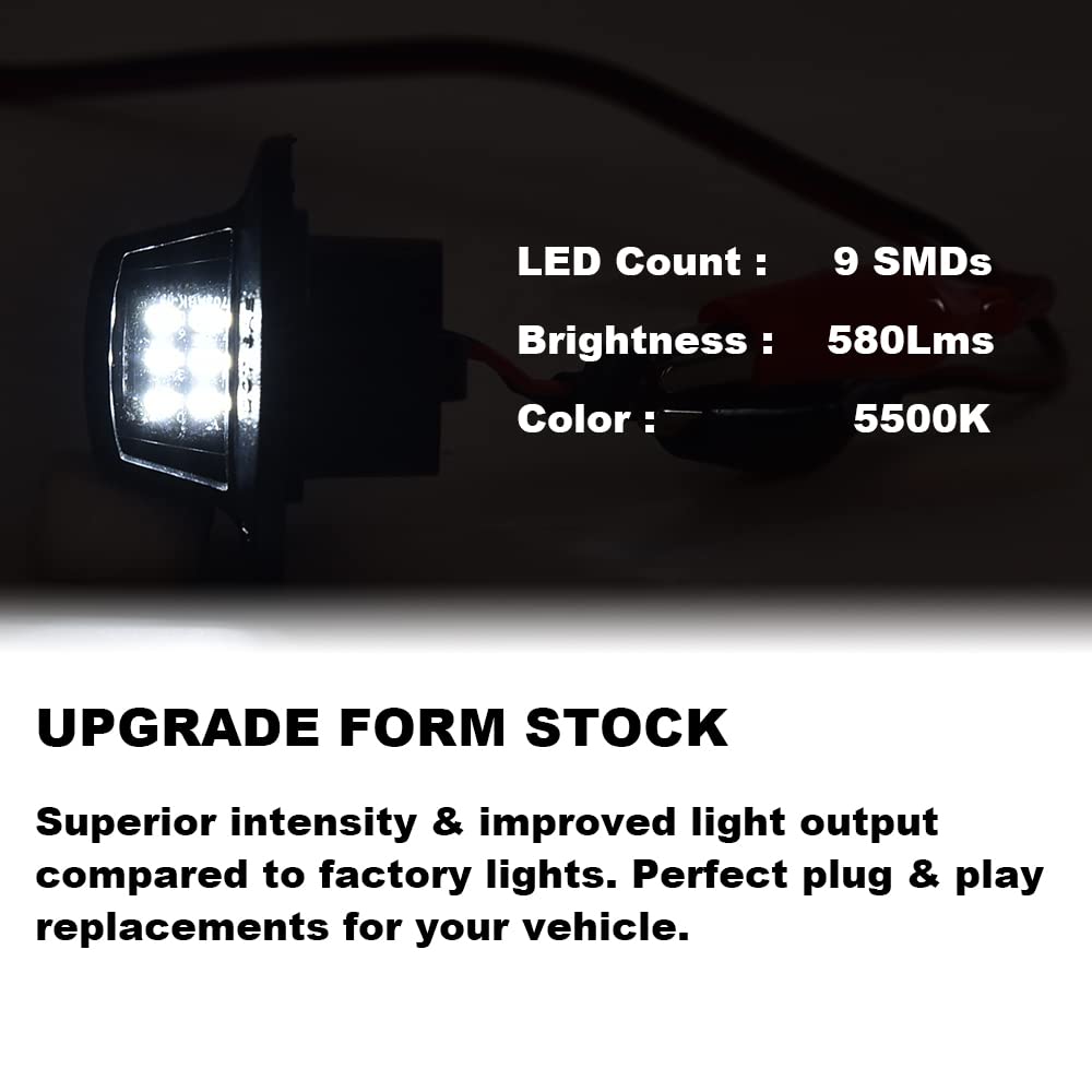 G-PLUS LED License Plate Lights Lamp Assembly Compatible With 1997-2011 Dodge Dakota/2006-2009 Mitsubishi Raider,#55055292 Bright White Pack of 2