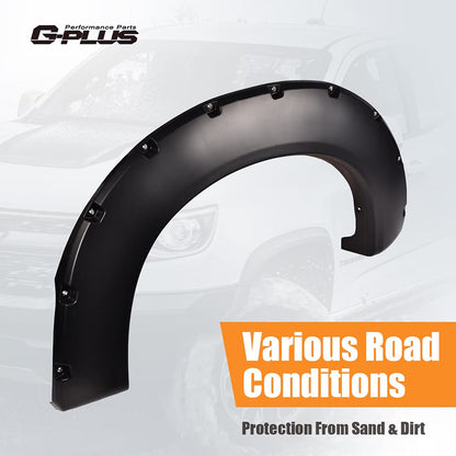G-PLUS 4PCS Fender Flares Compatible with Ford F250 F350 Super Duty 2011-2016 Styleside Models Only with 81.8" / 98.0" Bed (NOT Fit Dually & Flareside Models), Smooth Pocket Riveted