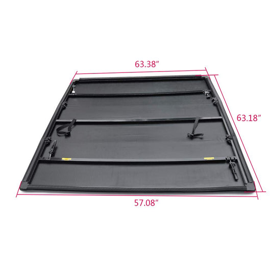 G-PLUS T3 Tri-Fold Soft Truck Tonneau Cover Replacement for 2005-2015 Toyota Tacoma Pickup | Double Cab 5Ft Short Bed Lock | for Only Fleetside/Styleside Bed Models