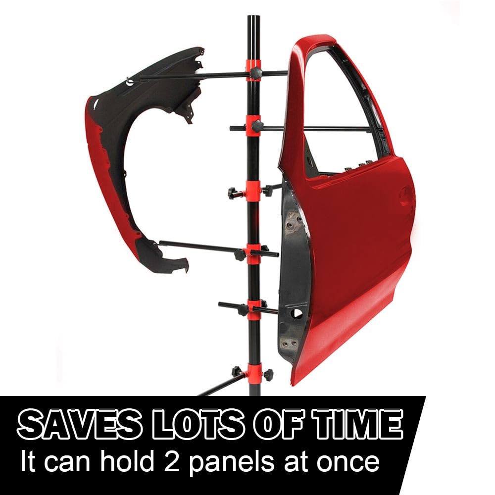 G-PLUS Auto Body Door Fender Panel Holder Tree Center Post Hang Paint Stand Adjustable Black&Red Steel Powder Coated #Size: L 29 (in) * W 29 (in) * H 73-3/8 (in)