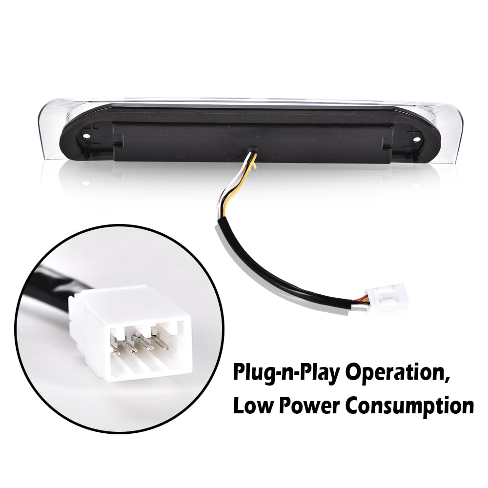 G-PLUS LED Third Brake Light Compatible with Dodge Ram 1500 2002-2008, Fit Dodge Ram 2500 3500 2003-2009 3rd Brake Cargo Light, Clear Lens Chrome Housing, 5072594AB