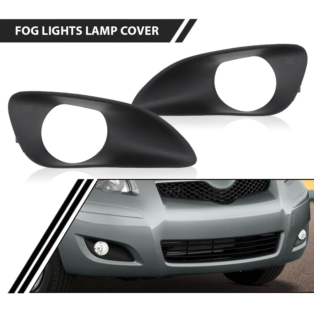 G-PLUS Front Bumper Fog Light Driving Lamp Cover Trim Compatible with Toyota Yaris Sedan 2007-2013/Fit Toyota Vios Limo (XP90) 2007-2013/Fit Belta 2006-2012 52127-0D190, 52128-0D090