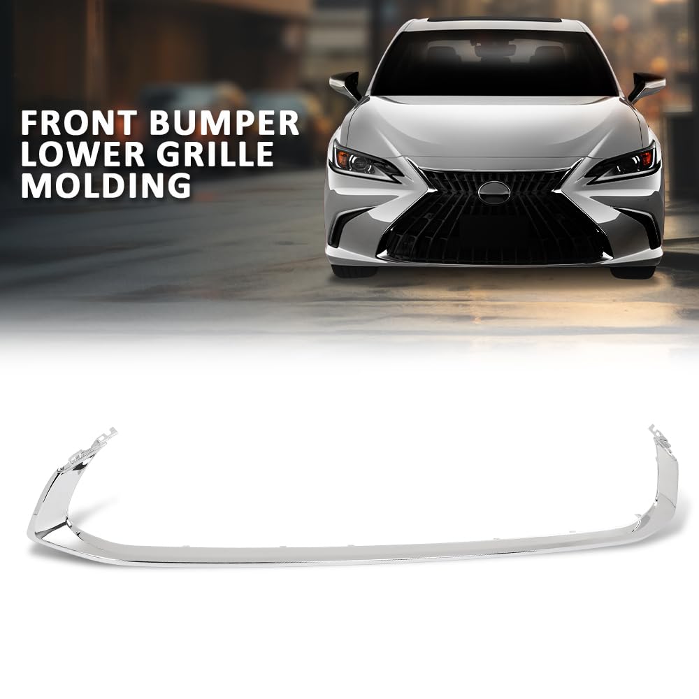 G-PlUS Front Bumper Lower Grille Trim Molding Chrome Fit LX ES250 2021-2024, ES300h ES350 2019-2024, Fit Model W/O F-sport Package Only LX1216106, 5312206090, 53122-06090, 53122 06090
