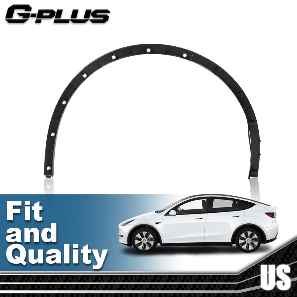 G-PLUS Front Left Fender Flare Compatible With 2020 2021 2022 2023 2024 Tesla Model Y MY Driver Side Wheel Fender Arch Molding Trim 149416400B 149418800B Black