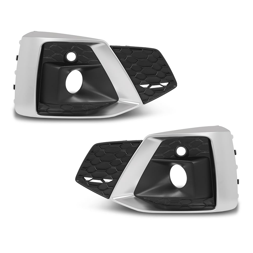 G-PLUS Front Bumper Fog Light Cover Left+Right Side Compatible with Audi A5 S5 2020 2021 2022 2023 8W6807681T3Q7 Chrome Black