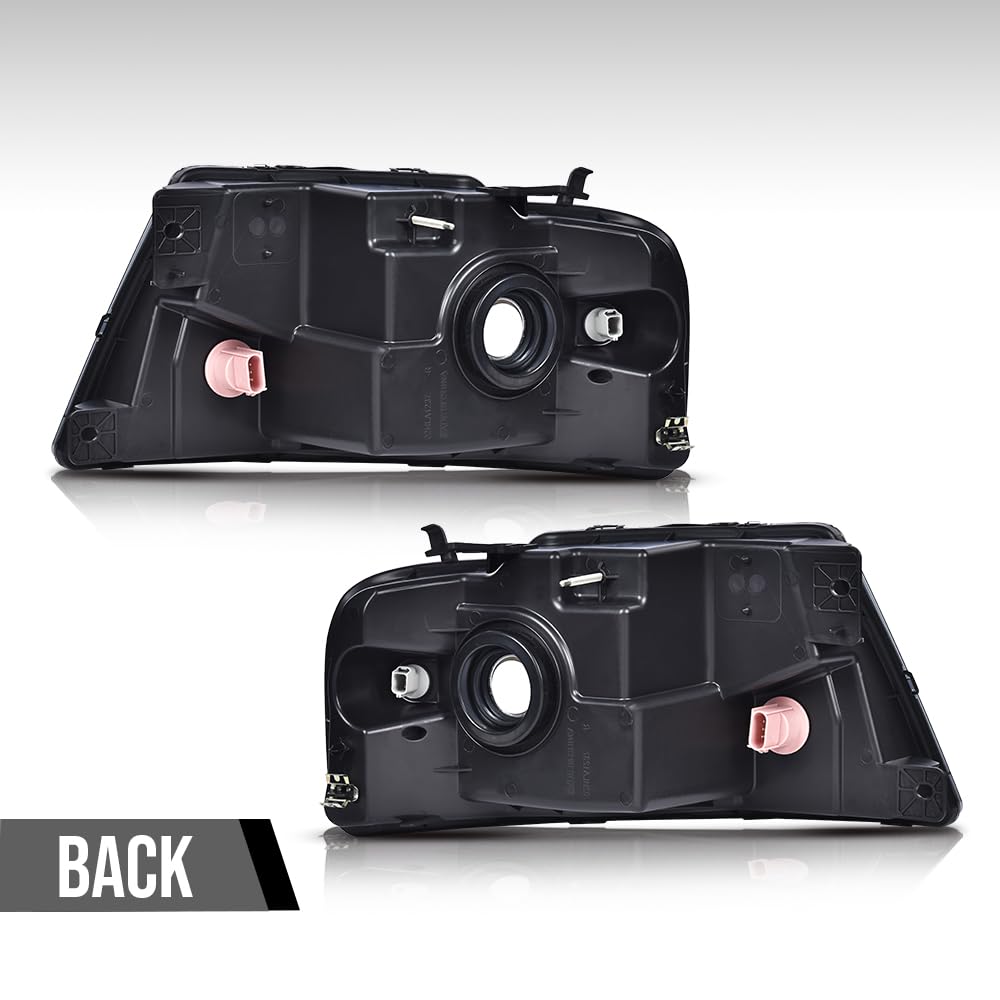 G-PLUS Headlights, Fit 2004-2008 Ford F150/2006-2008 Lincoln Mark Lt(NOT Fit 2004 F150 Heritage/Flareside Beds),Smoky Lens Black Housing Amber Reflector Bumper Headlamps