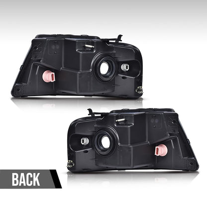 G-PLUS Headlights, Fit 2004-2008 Ford F150/2006-2008 Lincoln Mark Lt(NOT Fit 2004 F150 Heritage/Flareside Beds),Smoky Lens Black Housing Amber Reflector Bumper Headlamps
