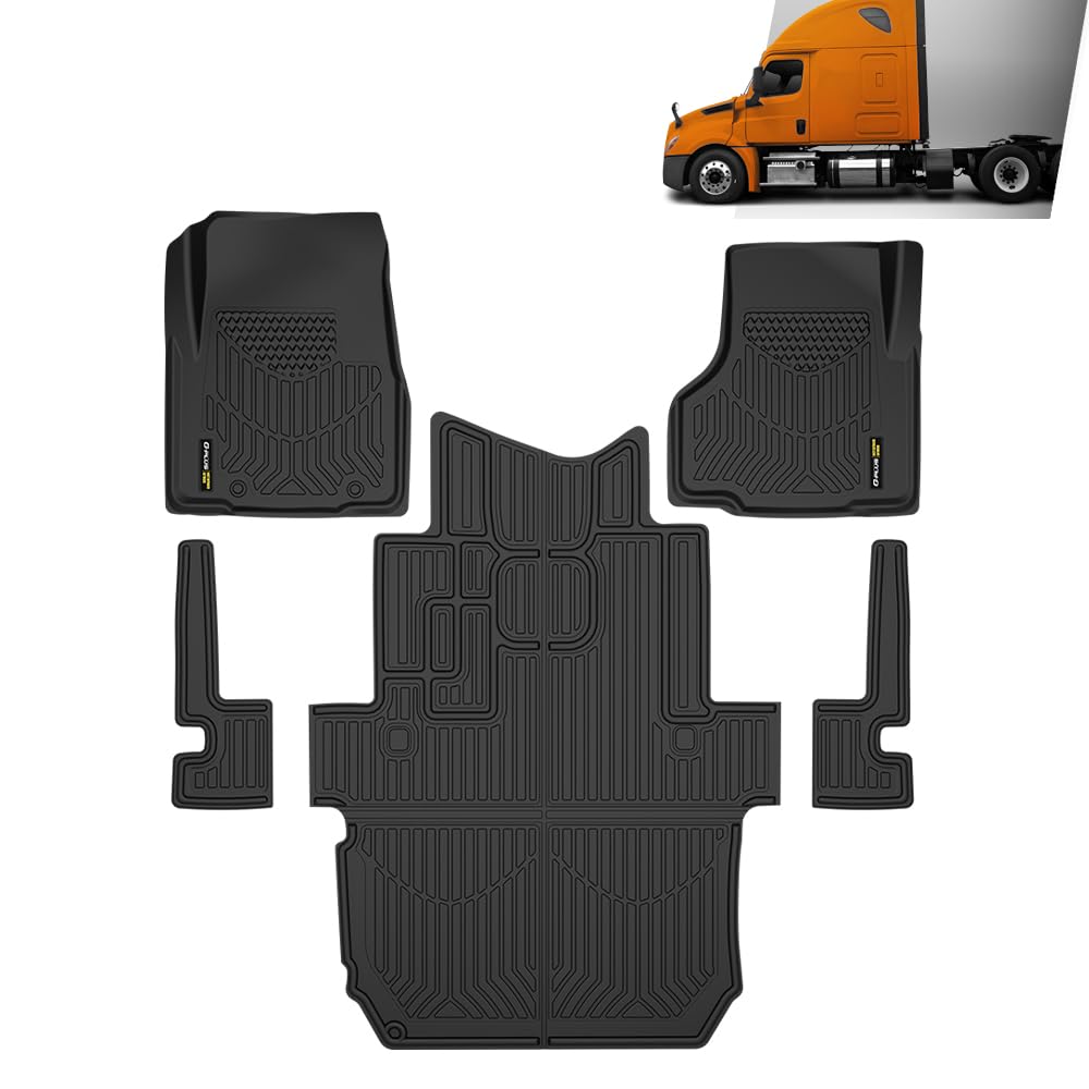 G-PLUS TPE Floor Mats Fit Freightliner Cascadia Models 2008-2018 Excludes New Cascadia Body Style 1st Row Truck Accessories Cargo Liners All Weather Protection 5PCS Black Alfombras para Carro