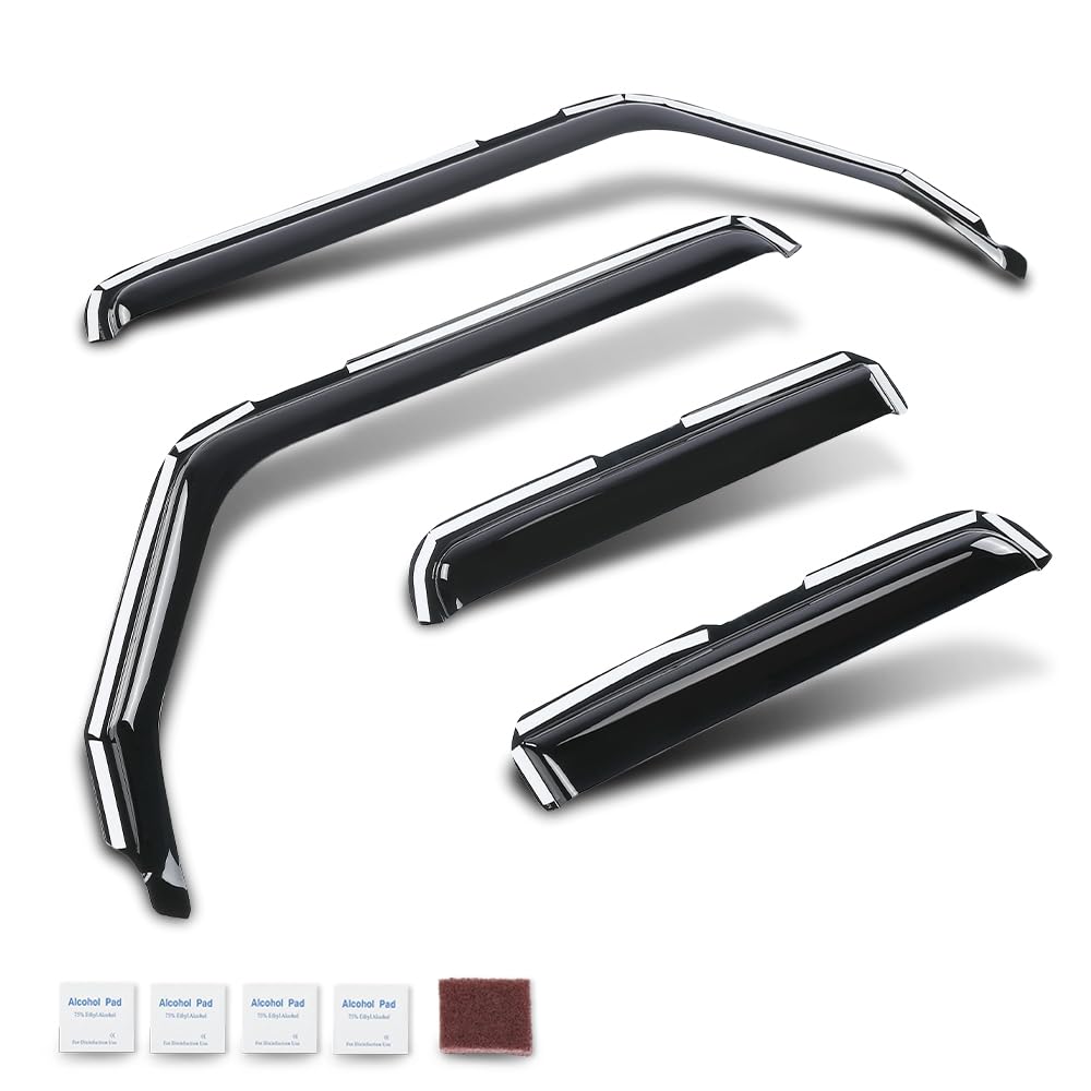 G-PLUS in-Channel Side Window Vent Visor Deflectors Rain Guards Compatible with Jeep Gladiator 2020-2026 Impact-Resistant PC 4 PCS Smoky
