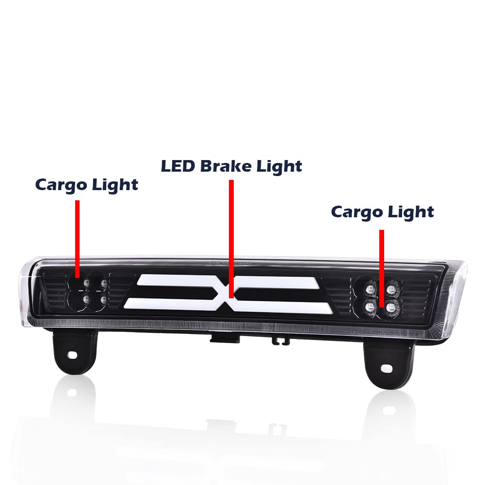 G-PLUS LED 3rd Third Brake Light Compatible with Chevy Suburban 1500 2500 2000-2006,Fit Chevy Tahoe/GMC Yukon/GMC Yukon XL 1500 2500 2000-2006 X Type High Mount Stop Lamp Clear Lens Black Housing