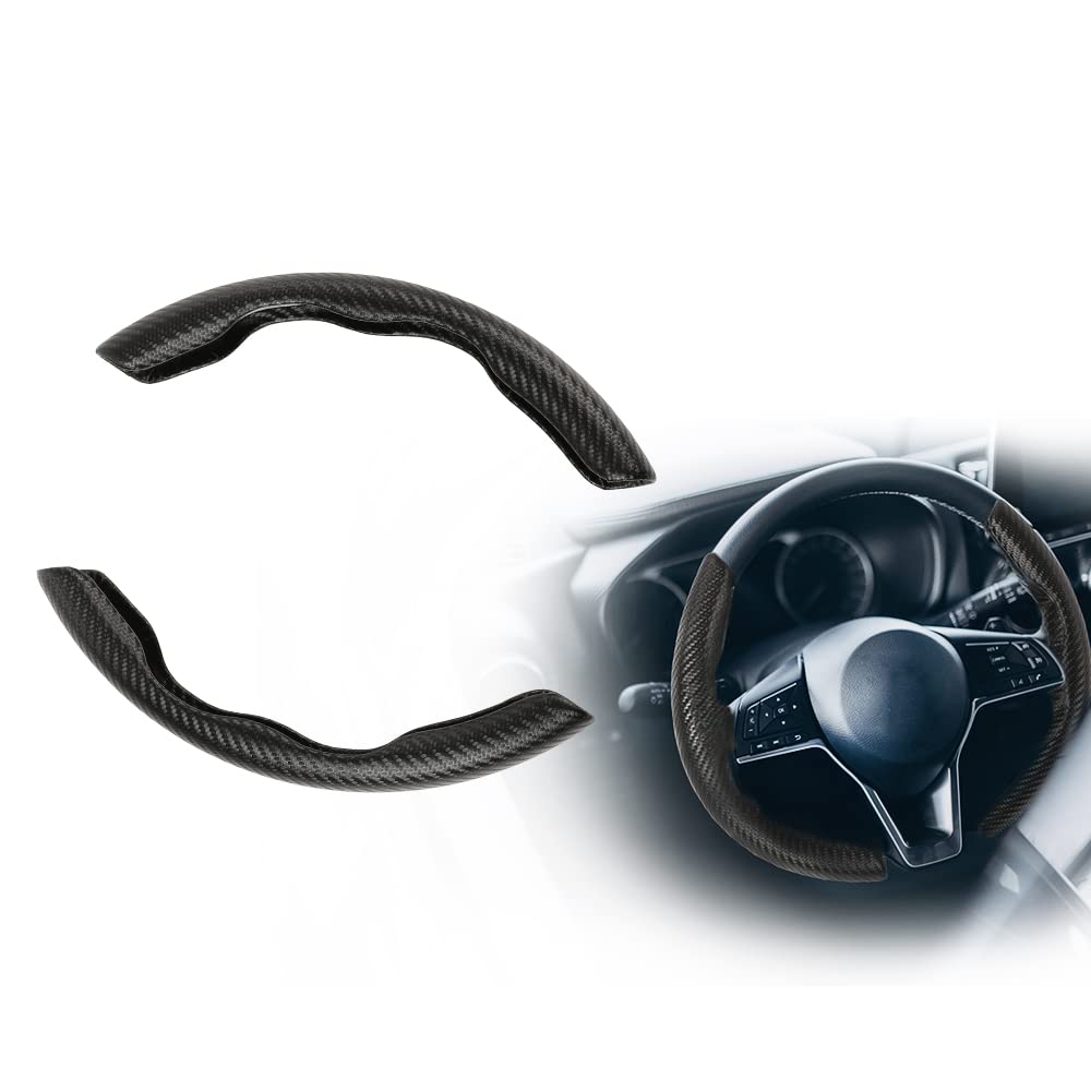 G-PLUS Universal 15" Steering Wheel Cover, Car Anti-skid Steering Wheel Cover 2pcs, Steering Wheel Grip Protector Compatible with Most Car, trucks, SUV, sedans (Black)