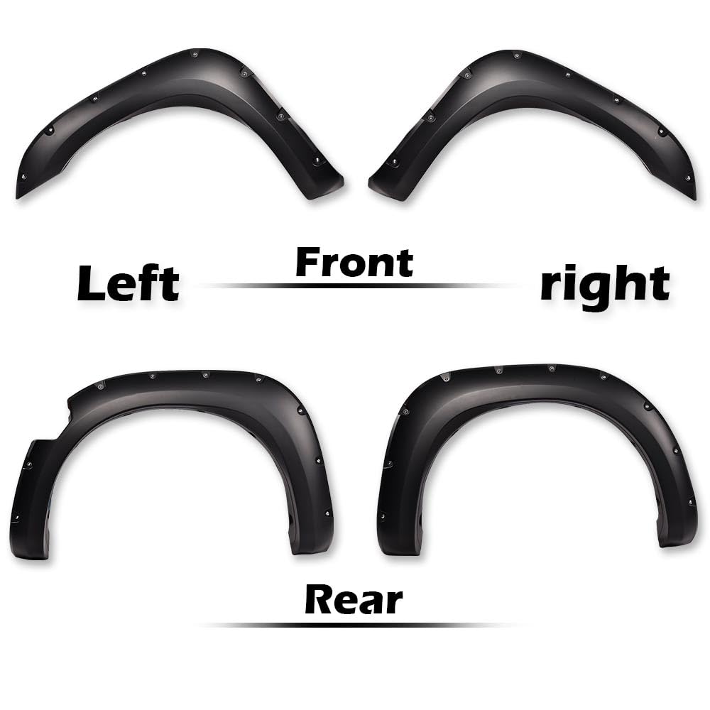 G-PLUS Fender Flares Compatible with Nissan Titan 2004-2015 w/o Bedside Lockbox, Front & Rear Wheel Cover Protector Vent Trim Smooth Pocket Riveted