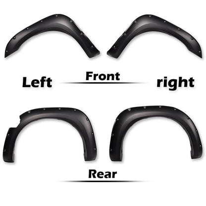 G-PLUS Fender Flares Compatible with Nissan Titan 2004-2015 w/o Bedside Lockbox, Front & Rear Wheel Cover Protector Vent Trim Smooth Pocket Riveted