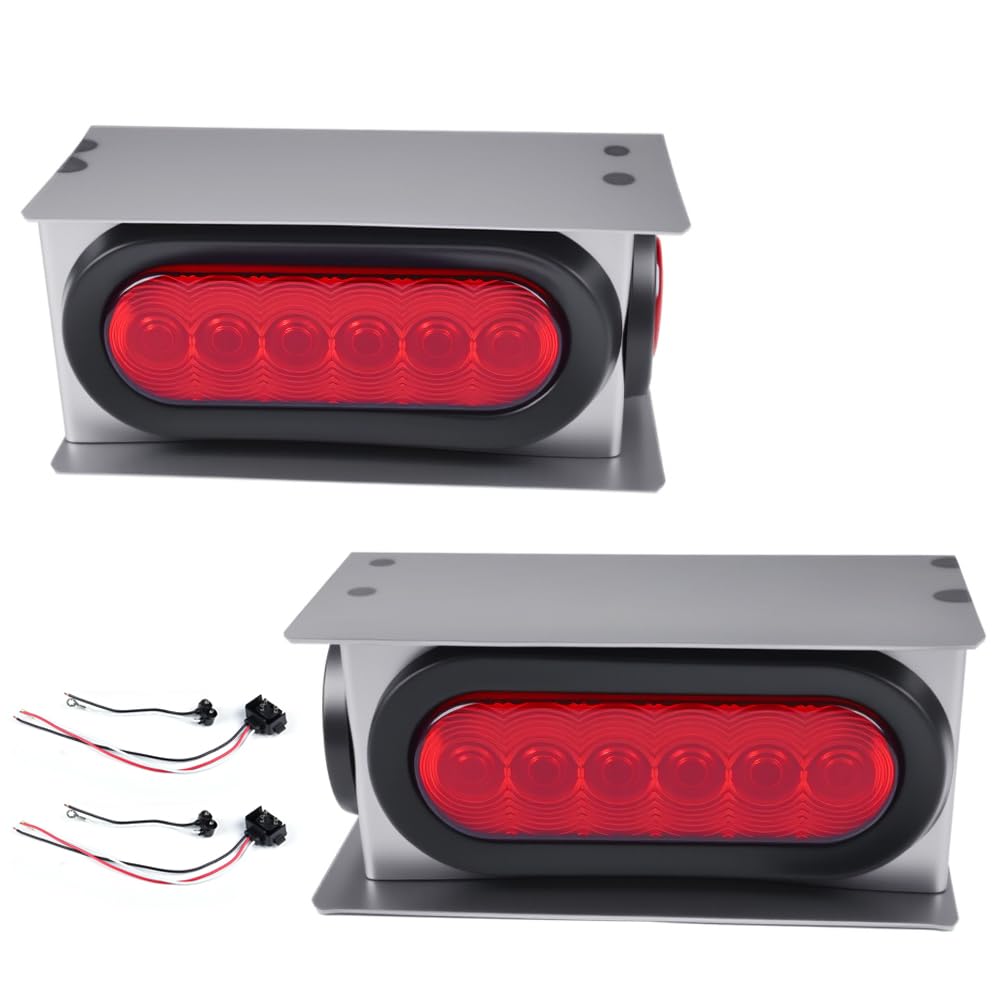 G-PLUS LED Trailer Steel Box Kit Rear Lights,Compatible With Trailer/Truck W/ 6" Oval Tail Light & 2" Marker Lamp (Red lens) Luces Traseras Brake LightsAssembly