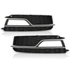 G-PLUS Front Bumper Fog Light Grille Grill Cover Black with Silver Ring Compatible with 2013-2016 Audi A5 S-Line/S5 (Facelift | LCI)/ Fit for First Generation/NOT Fit models with standard/RS bumper