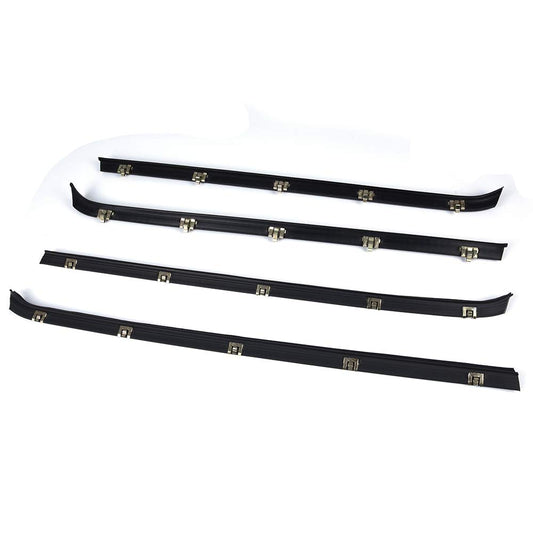 G-PLUS Weatherstrip Window Seal Car Window Moulding Trim Compatible with Chevy GMC Pickup Truck 1981-1986 Black Set of 4 Door Window Moulding Trim Weatherstrip Seal Belt FO1930104 FO1930103