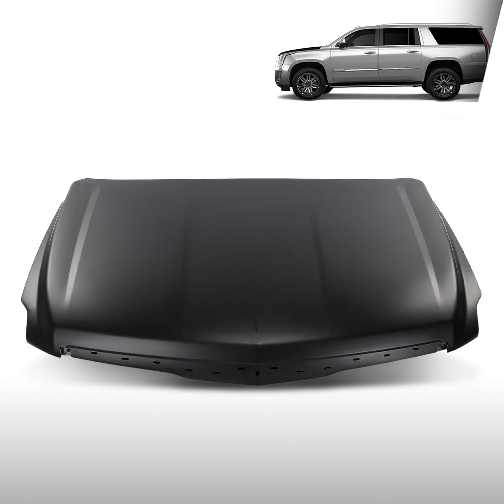 G-PLUS Front Hood Panel Primed Aluminum Compatible with Cadillac Escalade 2015-2019 Black