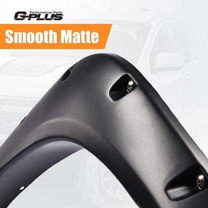 G-PLUS Pocket Rivet Upgrade Fender Flares, Compatible with 2014-2018 Chevy Silverado 2500HD/3500HD, 5.8 ft (69.3") Short Bed Crew Cab Models, Smooth Bolt-Riveted Style Paintable Black Pocket 4pcs
