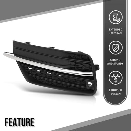 G-PLUS Left Driver Side Front Bumper Fog Light Lamp Grille Compatible with Volvo XC90 2016 2017 2018 2019 313830440, VO1038108 Chrome Black