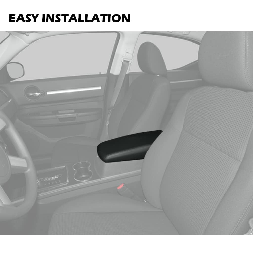 G-PLUS Center Console Cover Compatible with Dodge Charger 2008 2009 2010 Armrest Cover Black Synthetic Leather