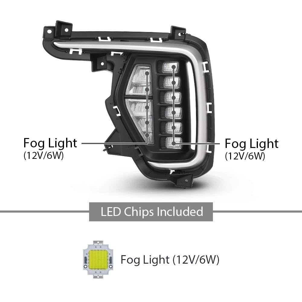 G-PLUS Front Fog Lights With Bezels Covers 4pcs Compatible with Hyundai Santa Fe 2017-2019 86564B8AC0