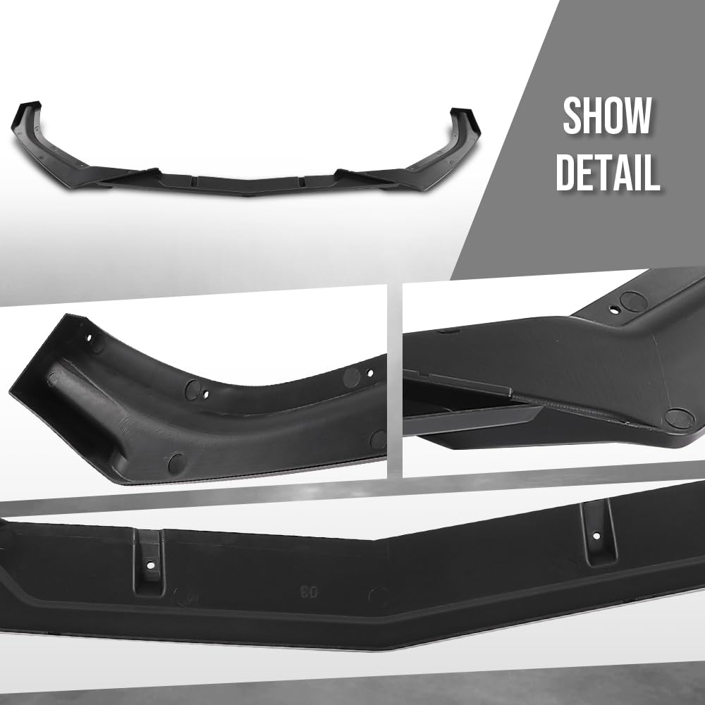 G-PLUS Front Lip Splitter Compatible with Honda Civic Sedan 4-Door 2016 2017 2018 2019 2020, Not Fit Coupe or Hatchback Models Glossy Black