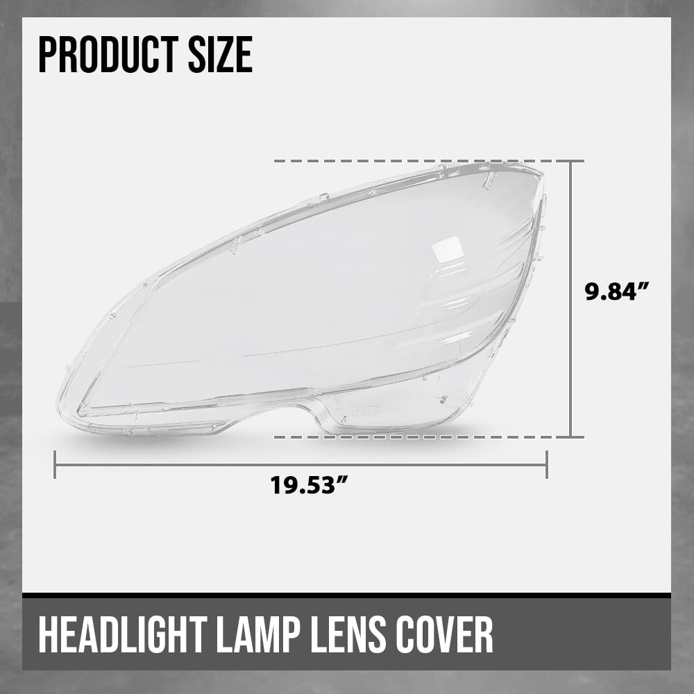 G-PLUS Headlight Lens Cover Compatible with Benz C-Class W204 C180 C200 C260 C280 C300 200K 180K 2008-2011 2048208761, 2048208861 Left & Right Front Headlamp Lens Cover Clear