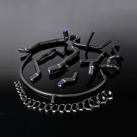 G-PLUS Silicone Radiator Coolant Hose Kit Clamps Compatible With 1994-1998 VW GOLF GTI MK3 VR6 2.8 V6 8PCS Black