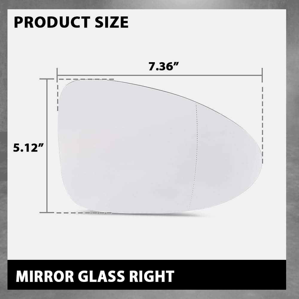 G-PLUS Mirror Glass Passenger Right Side Compatible with Porsche Macan 2015 2016 2017 2018 2019 2020 2021 95B857522J White