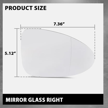 G-PLUS Mirror Glass Passenger Right Side Compatible with Porsche Macan 2015 2016 2017 2018 2019 2020 2021 95B857522J White
